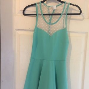 NWOT! Mint green dress with heart lace!